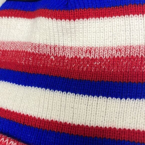 USA Striped Philadelphia 76ers Foldup Striped Winter Acrylic Hat Pom Pom- NEW - Picture 10 of 10